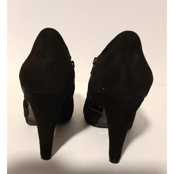 BANANA REPUBLIC BLACK suede PUMPS HEELS SHOES CUT OUT ON SIDE WITH ZIPPER SZ 8 - Picture 7 of 12